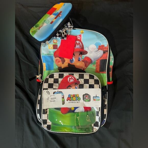 Nintendo Boys' 17" Super Mario Backpack, Lunch Box, Gadget Case & ID Holder Set - Picture 2 of 9